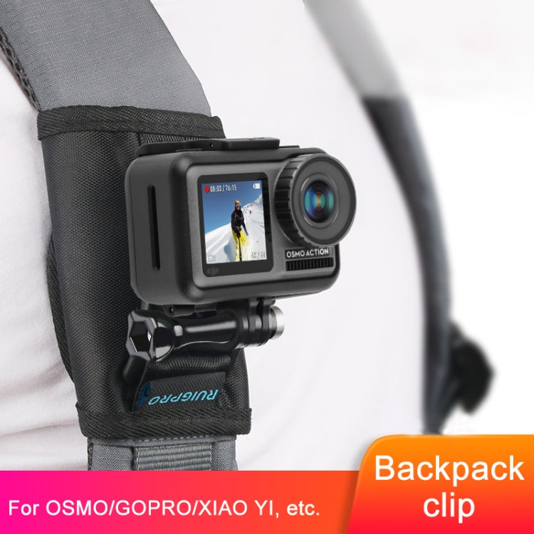 RUIGPRO Mochila con cierre de gancho y bucle Rec-Mounts Clip Clamp Mount con tornillo para GoPro HERO9 Black / HERO8 Black /7/6/5/5 Session /4 Session /4/3+ /3/2/1, DJI Osmo Action, Xiaoyiy otras cámaras de acción, Hook and Loop Fastener Clip