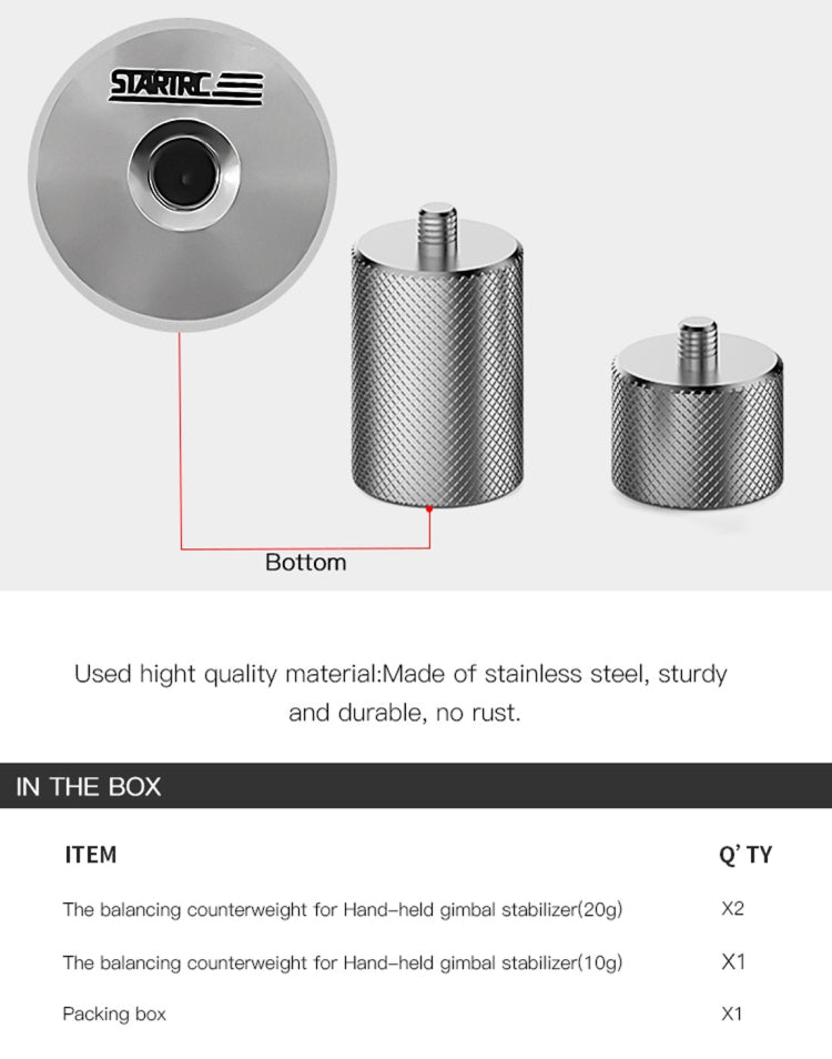 STARTRC Ajuste Equilibrio Peso Antivibración 50g Contrapeso para DJI OM4 / OSMO Mobile 3 Gimbal Estabilizador