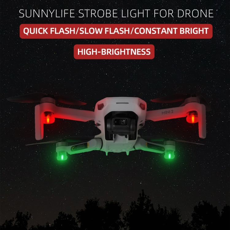 Luz indicadora de luz LED estroboscópica nocturna Sunnylife 2 verdes + 2 rojas para DJI Mavic 2 / Mini / Mavic Air 2 / FPV, Night Strobe Indicator