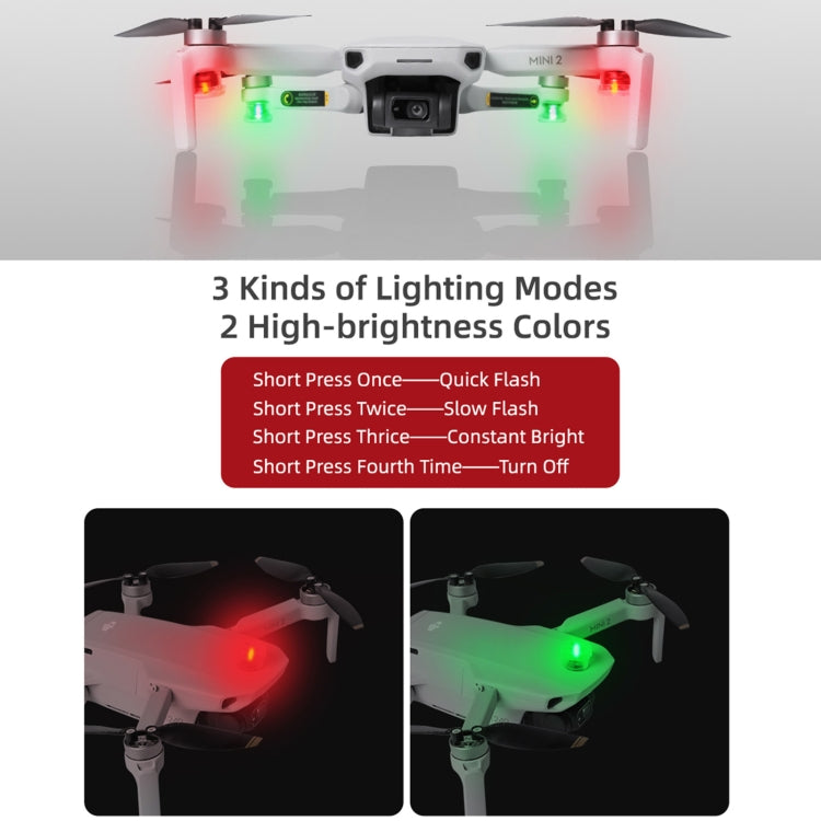 Luz indicadora de luz LED estroboscópica nocturna Sunnylife 2 verdes + 2 rojas para DJI Mavic 2 / Mini / Mavic Air 2 / FPV, Night Strobe Indicator