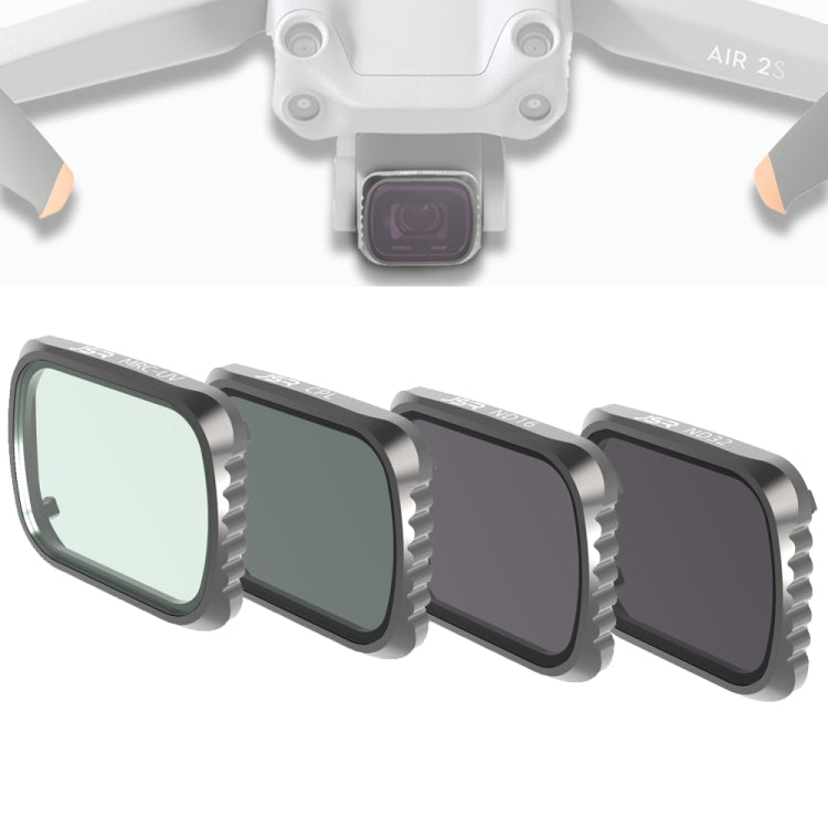 JSR KS 4 en 1 UV + CPL + ND16 + ND32 Filtro de lente para DJI Air 2S, marco de aluminio, UV + CPL + ND16 + ND32