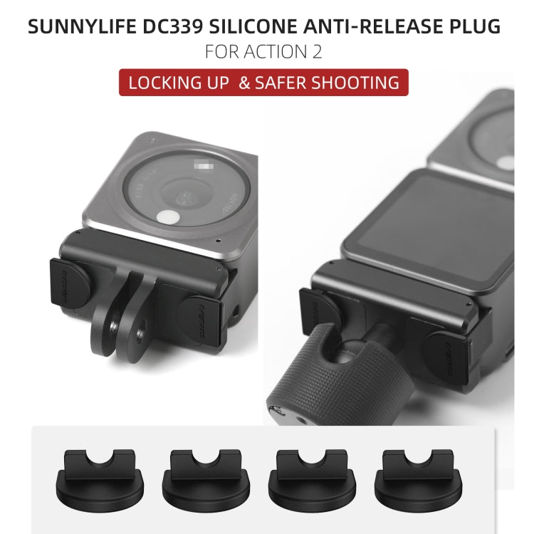 Sunnylife DC339 4 PCS Enchufe antiliberación de silicona para DJI Action 2