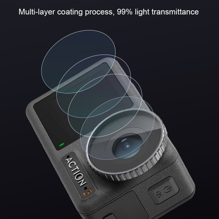 Para DJI Osmo Action 3 Lente 3 en 1 Pantalla frontal y trasera Película a prueba de explosiones de diamante, For DJI Osmo Action 3