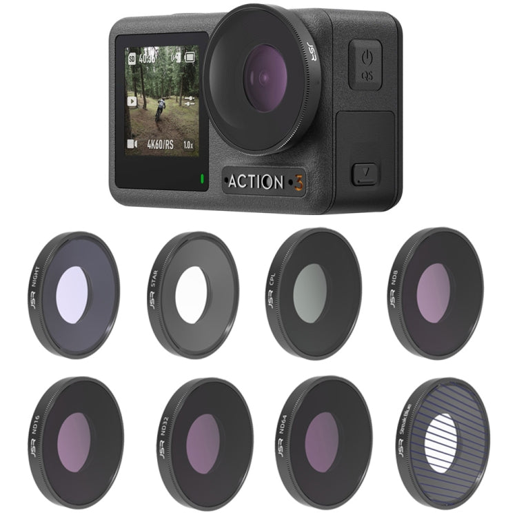 JSR 8 en 1 Streak Blue CPL ND8 ND16 ND32 ND64 STAR NIGHT Filtro de lente para DJI Osmo Action 3, 8 in 1