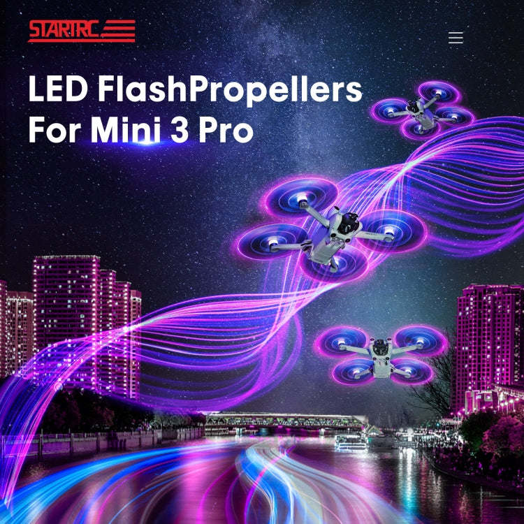 Para DJI Mavic Mini 3 Pro STARTRC 2 pares de lámpara de flash LED de color hélices de bajo ruido, For DJI Mavic Mini 3 Pro