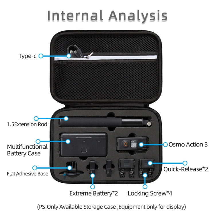Para DJI Osmo Action 3 bolsa de almacenamiento de transporte, tamaño: 21,5 x 29,5 x 10 cm, For DJI Osmo Action 3  21.5 x 29.5 x 10cm