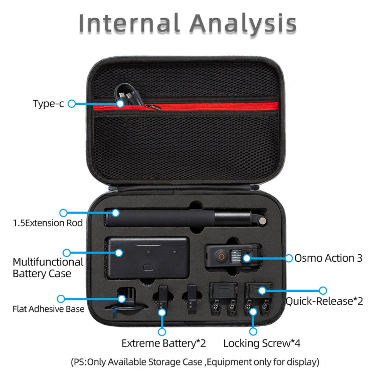 Para DJI Osmo Action 3 bolsa de almacenamiento de transporte, tamaño: 21,5 x 29,5 x 10 cm, 21.5 x 29.5 x 10cm