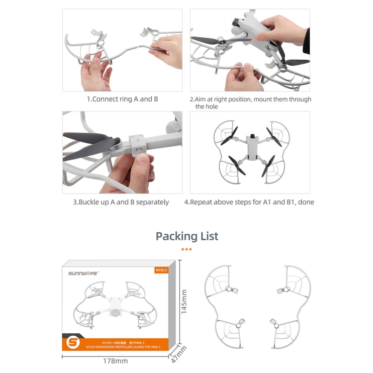 Para DJI Mini 3 Sunnylife Drone hélice protector anillo anticolisión