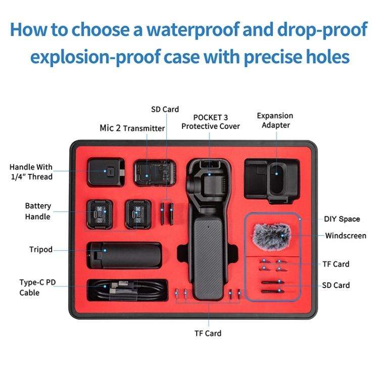 Para DJI Osmo Pocket 3 STARTRC impermeable PP Kit completo caja de almacenamiento de maleta, For DJI Osmo Pocket 3