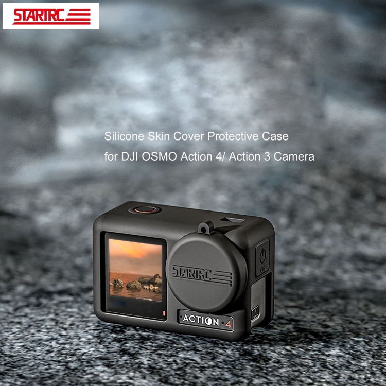 Para DJI OSMO Action 4/3 STARTRC Funda de silicona a prueba de golpes con tapa de lente y correa