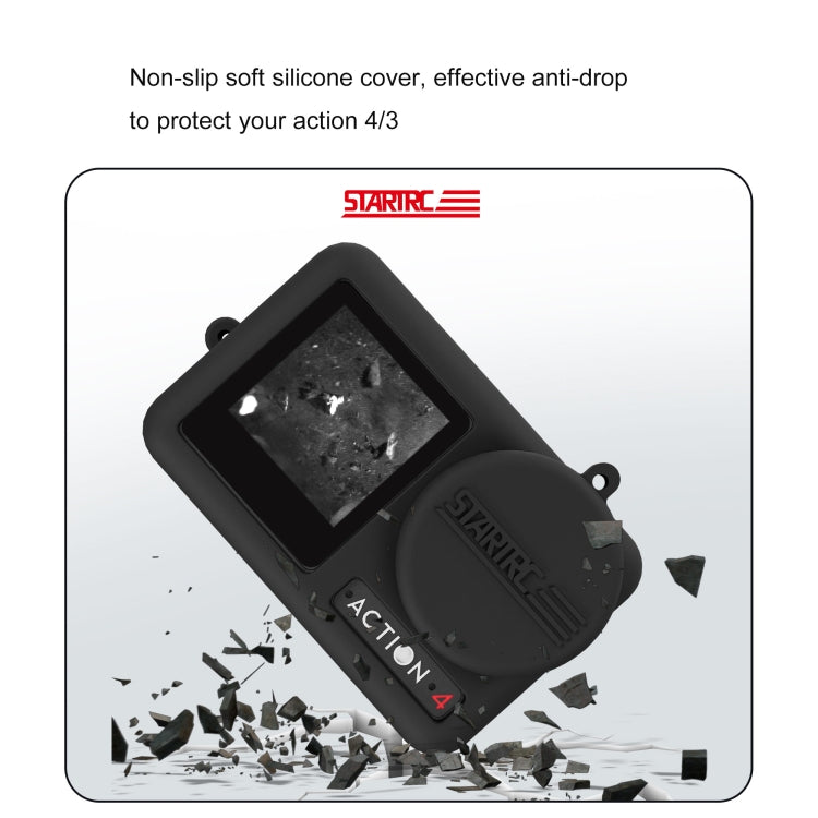 Para DJI OSMO Action 4/3 STARTRC Funda de silicona a prueba de golpes con tapa de lente y correa