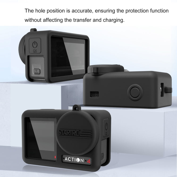 Para DJI OSMO Action 4/3 STARTRC Funda de silicona a prueba de golpes con tapa de lente y correa