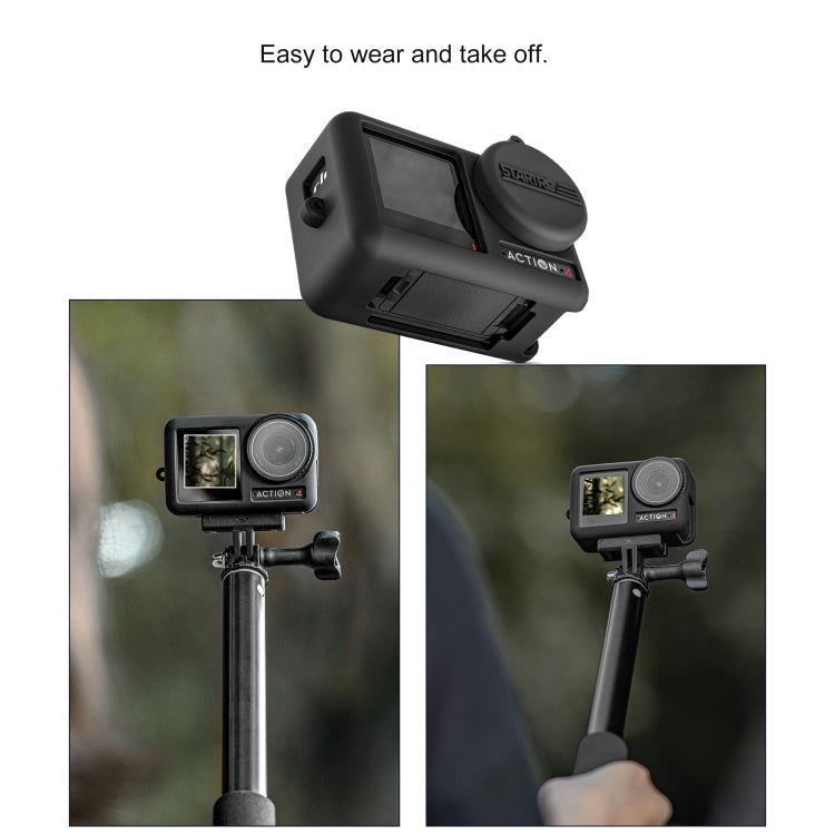 Para DJI OSMO Action 4/3 STARTRC Funda de silicona a prueba de golpes con tapa de lente y correa