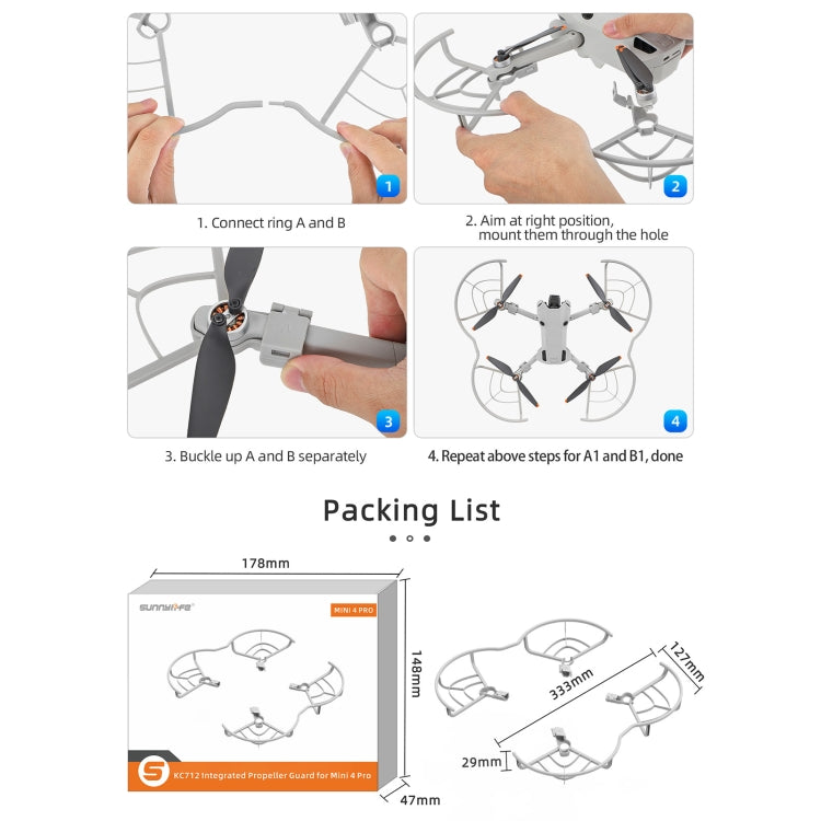 Para DJI Mini 4 Pro Sunnylife N4P-KC712 Drone hélice protector anillo anticolisión, For DJI Mini 4 Pro