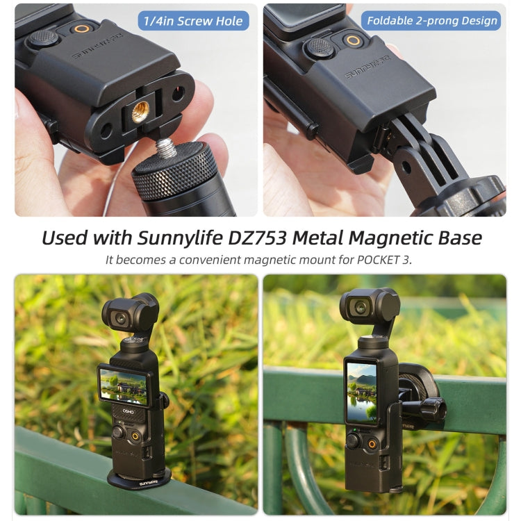 Para DJI OSMO Pocket 3 Sunnylife adaptador de expansión plegable doble ganchos adaptador funda protectora con soporte, OP3-AD748