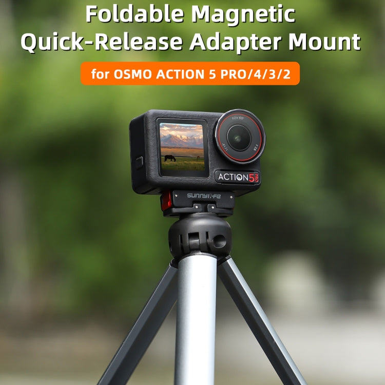 Adaptador de trípode para cámara de acción con montaje de liberación rápida magnético plegable Sunnylife para DJI Osmo Action 5 Pro/4/3, AD887 For DJI Osmo 360 / Action 5 Pro