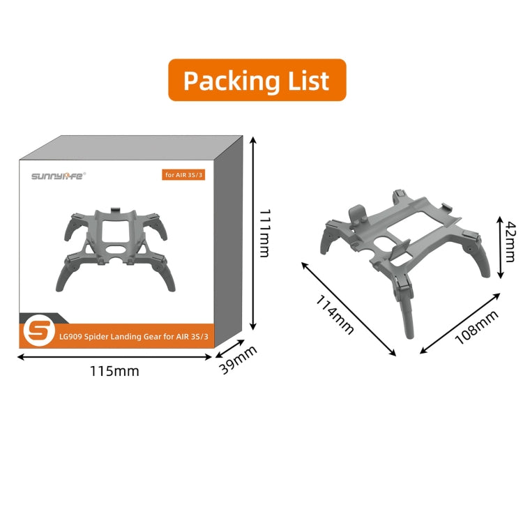 Para DJI Air 3S / 3 Extensiones de tren de aterrizaje Sunnylife Pata de soporte de engranajes de araña elevados