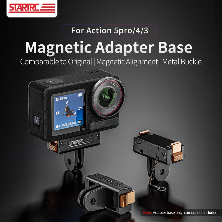 Soporte de extensión magnético con adaptador rápido de plástico STARTRC para DJI Osmo Action 5 Pro, For DJI Osmo Action 5 Pro / 4 / 3 Plastic