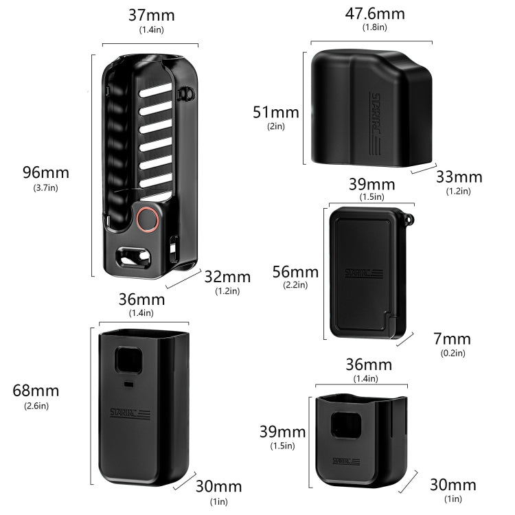 Para DJI OSMO Pocket 3 STARTRC 5 en 1 Cuerpo Lente Mango Pantalla Funda de silicona TPU, 5 in 1 Case