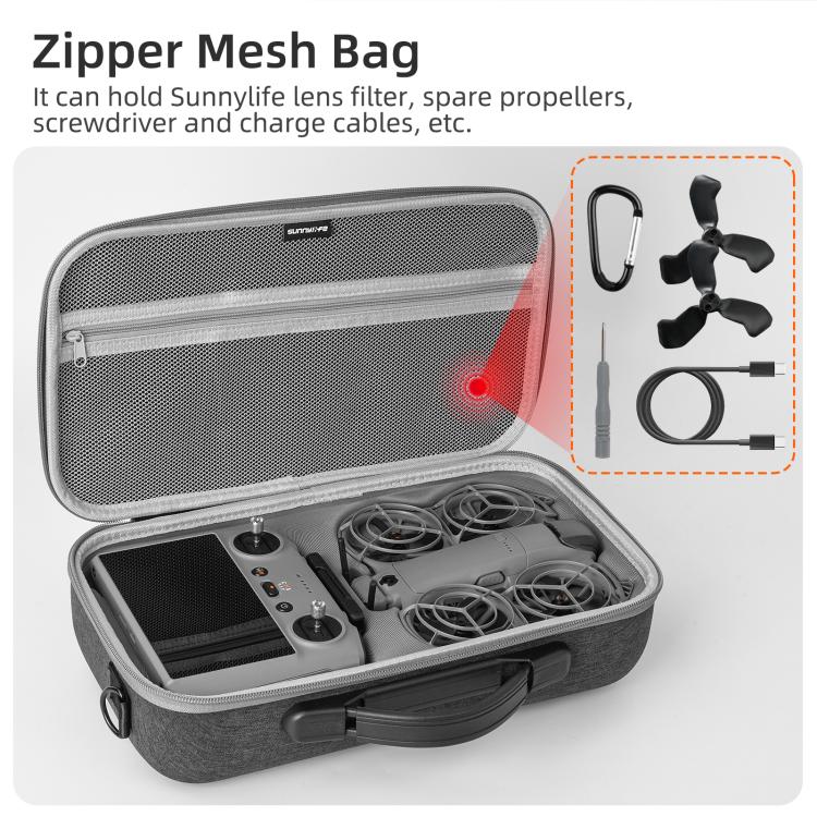 Estuche de transporte portátil Sunnylife para DJI Neo 2, incluye bolso de hombro, bolsa protectora y estuche rígido de viaje., Combo Shoulder Bag