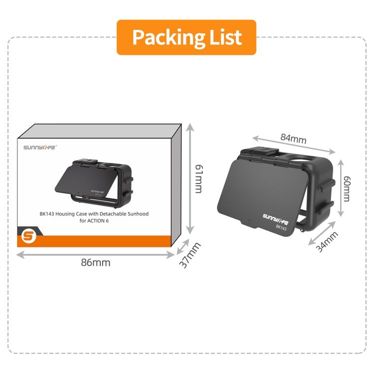 Funda protectora Sunnylife para DJI Osmo Action 6, adaptador de montaje y carcasa con parasol desmontable., For DJI Osmo Action 6