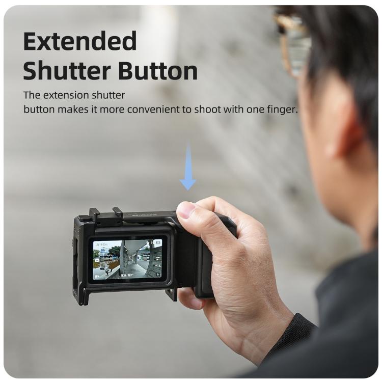 Para DJI Action 6 Sunnylife Marco protector desmontable 2 en 1 y mango para fotografía callejera Empuñadura ergonómica Mango de liberación rápida, For DJI Action 6