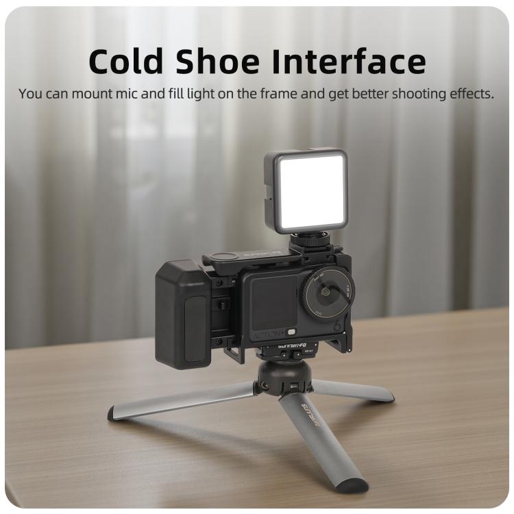 Para DJI Action 6 Sunnylife Marco protector desmontable 2 en 1 y mango para fotografía callejera Empuñadura ergonómica Mango de liberación rápida, For DJI Action 6
