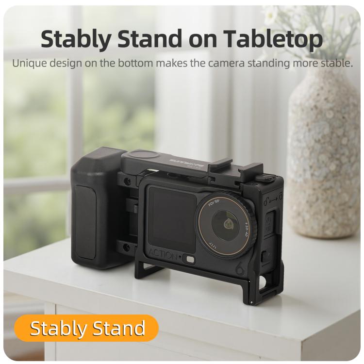 Para DJI Action 6 Sunnylife Marco protector desmontable 2 en 1 y mango para fotografía callejera Empuñadura ergonómica Mango de liberación rápida, For DJI Action 6