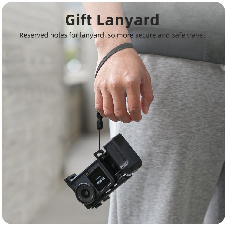Para DJI Action 6 Sunnylife Marco protector desmontable 2 en 1 y mango para fotografía callejera Empuñadura ergonómica Mango de liberación rápida, For DJI Action 6