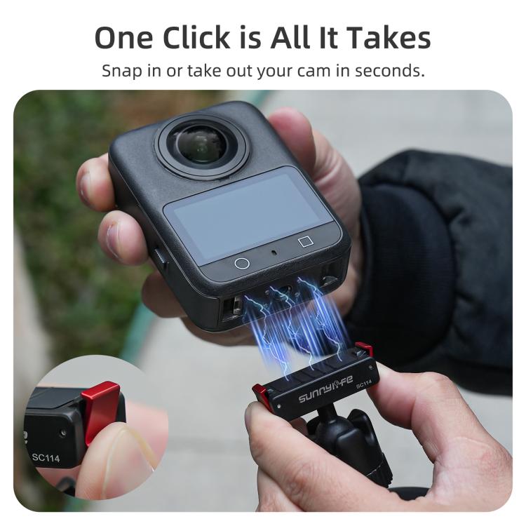 Adaptador de rótula magnética de liberación rápida Sunnylife con soporte giratorio de 360° y ventosa para DJI Osmo 360 / Action 5 Pro / 4 / 3, For DJI Osmo 360 / Action 5 Pro / 4 / 3