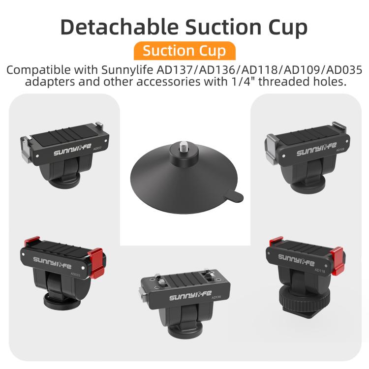 Adaptador de rótula magnética de liberación rápida Sunnylife con soporte giratorio de 360° y ventosa para DJI Osmo 360 / Action 5 Pro / 4 / 3, For DJI Osmo 360 / Action 5 Pro / 4 / 3