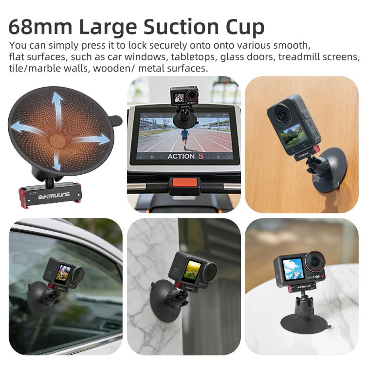 Adaptador de rótula magnética de liberación rápida Sunnylife con soporte giratorio de 360° y ventosa para DJI Osmo 360 / Action 5 Pro / 4 / 3, For DJI Osmo 360 / Action 5 Pro / 4 / 3