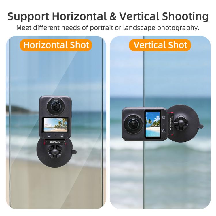 Adaptador de rótula magnética de liberación rápida Sunnylife con soporte giratorio de 360° y ventosa para DJI Osmo 360 / Action 5 Pro / 4 / 3, For DJI Osmo 360 / Action 5 Pro / 4 / 3