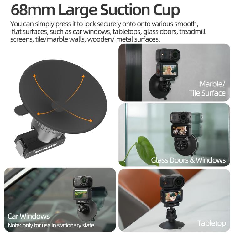 Adaptador de rótula magnética de liberación rápida de doble dirección Sunnylife con ventosa giratoria de 360 grados para DJI Osmo Nano/Action 6, For DJI Osmo Nano / Action 6