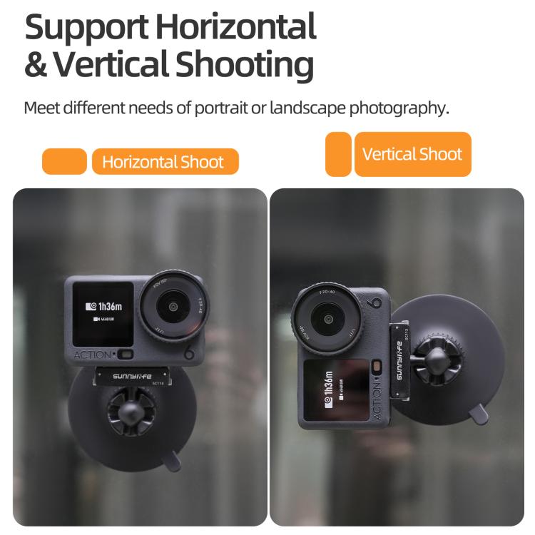 Adaptador de rótula magnética de liberación rápida de doble dirección Sunnylife con ventosa giratoria de 360 grados para DJI Osmo Nano/Action 6, For DJI Osmo Nano / Action 6