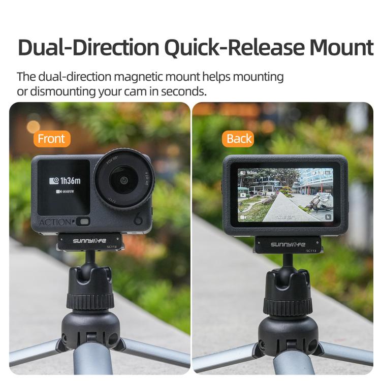 Adaptador de rótula magnética de liberación rápida de doble dirección Sunnylife con ventosa giratoria de 360 grados para DJI Osmo Nano/Action 6, For DJI Osmo Nano / Action 6