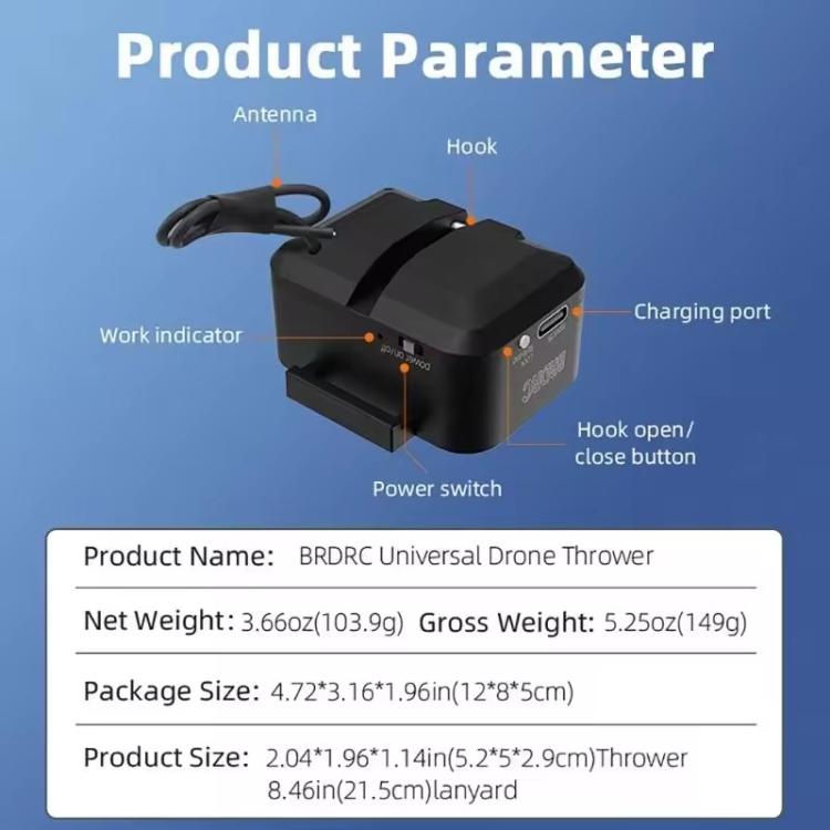Sistema de lanzamiento aéreo BRDRC, lanzador parabólico para drones DJI Mini 4 Pro / 3 Pro / Air 3 / Mavic 3 / 3 Pro, For DJI Mini 4 Pro / 3 Pro / Air 3 / Mavic 3 / 3 Pro