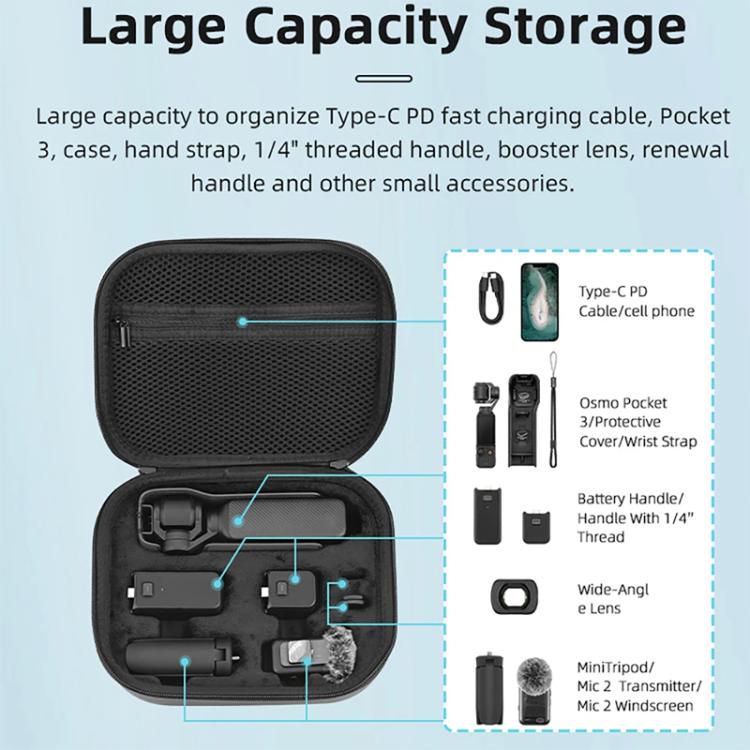 Estuche portátil completo para DJI OSMO Pocket 3 con bolsa de almacenamiento para el hombro, For DJI OSMO Pocket 3