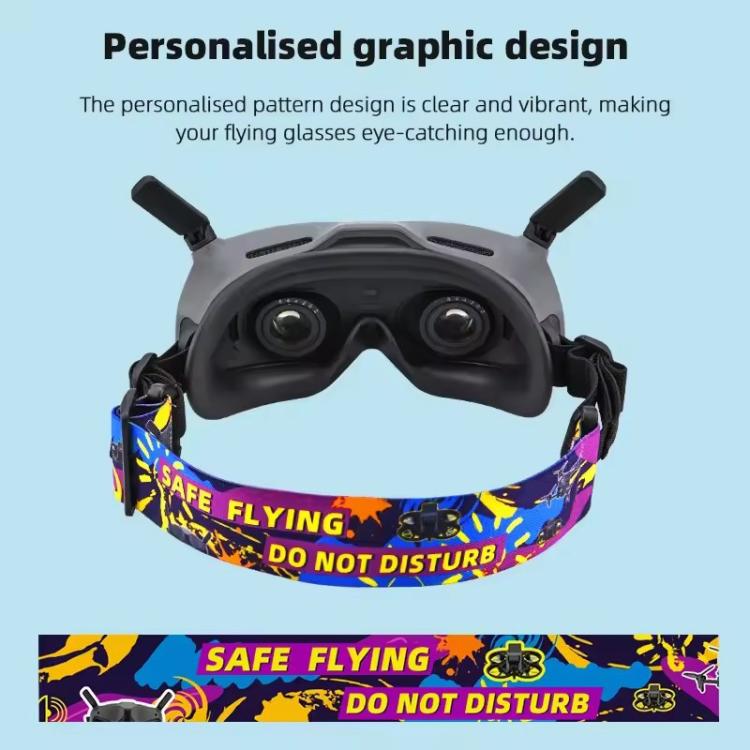 Diadema BRDRC con estampado de grafiti colorido y correa fija para gafas DJI Aavta 2 / FPV V2