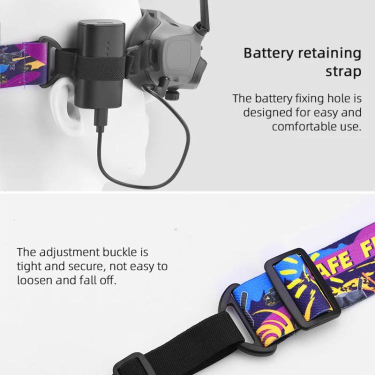 Diadema BRDRC con estampado de grafiti colorido y correa fija para gafas DJI Aavta 2 / FPV V2