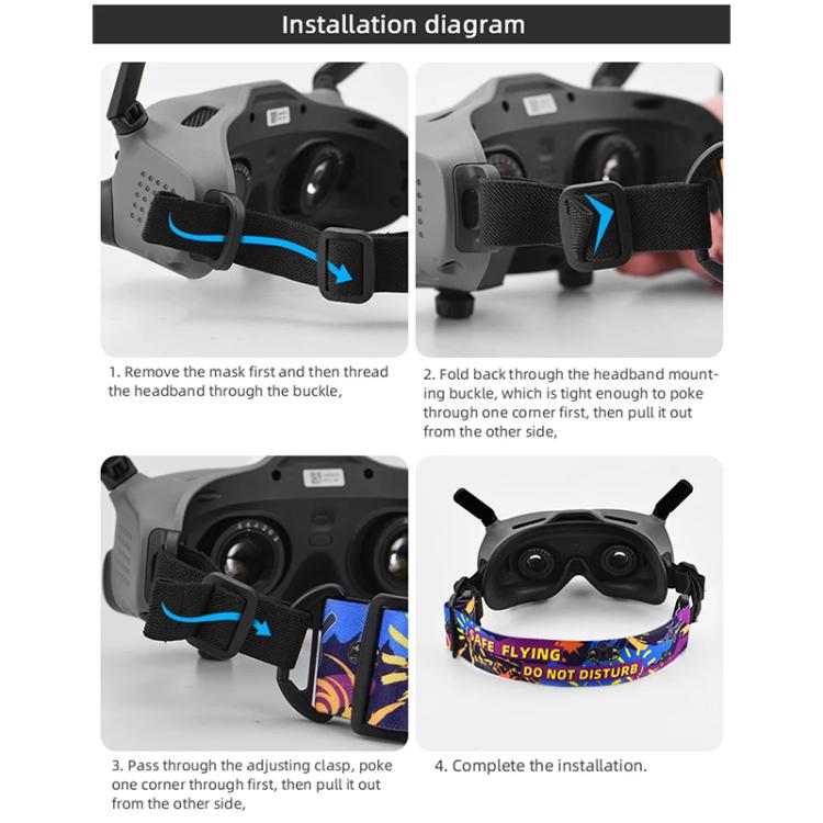 Diadema BRDRC con estampado de grafiti colorido y correa fija para gafas DJI Aavta 2 / FPV V2