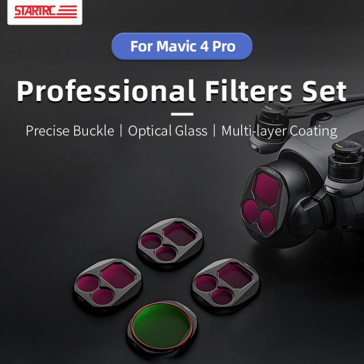 Kit de filtros de lente STARTRC 4 en 1 CPL ND8 ND32 ND64 para DJI Mavic 4 Pro, CPL ND8 ND32 ND64