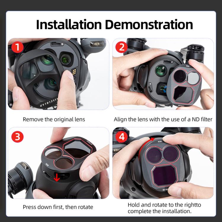Kit de filtros de lente STARTRC 4 en 1 (ND8, ND16, ND32, ND64) para DJI Mavic 4 Pro, ND8 ND16 ND32 ND64