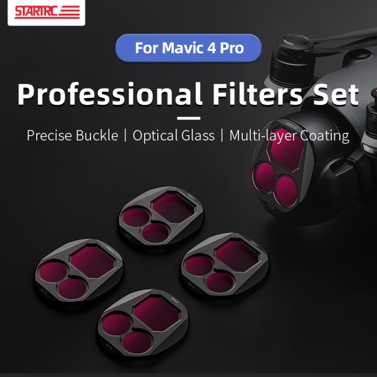 Kit de filtros de lente STARTRC 4 en 1 (ND8, ND16, ND32, ND64) para DJI Mavic 4 Pro, ND8 ND16 ND32 ND64