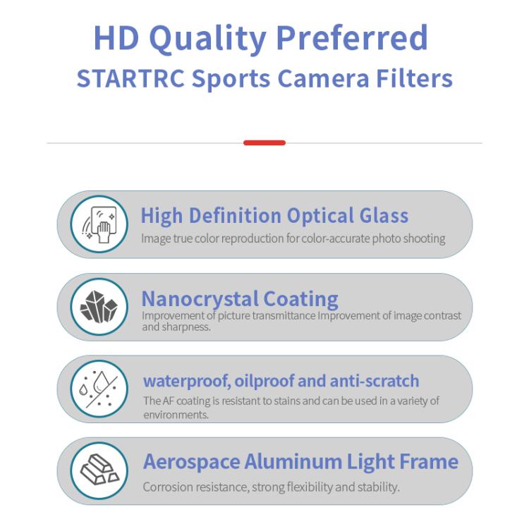 Kit de filtros de lente STARTRC 4 en 1 (ND8, ND16, ND32, ND64) para DJI Mavic 4 Pro, ND8 ND16 ND32 ND64