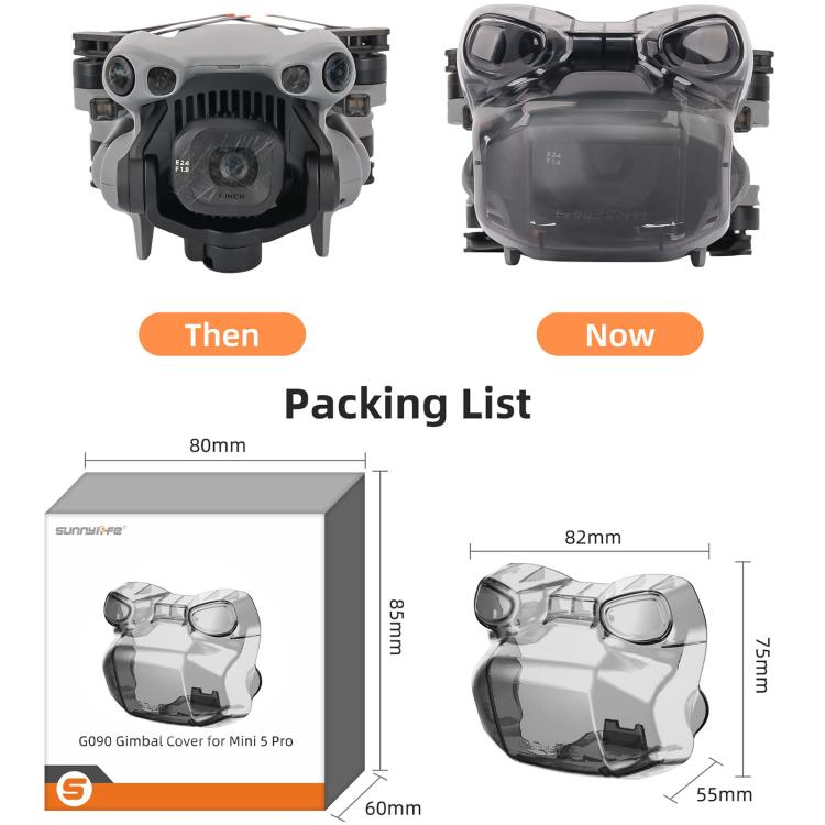 Protector de cardán integrado Sunnylife para DJI Mini 5 Pro, tapa de lente transparente, protector de sistema de visión, For DJI Mini 5 Pro