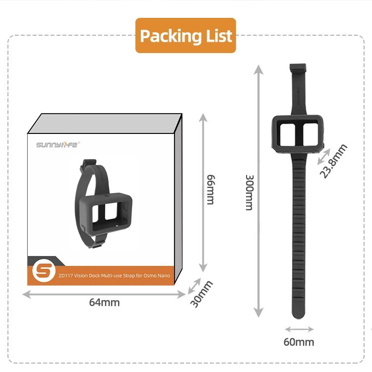 Correa de base para DJI Osmo Nano Sunnylife Vision, banda de expansión, funda protectora de silicona, correa para bicicleta, collar para gato, For DJI Osmo Nano Vision Dock Cover