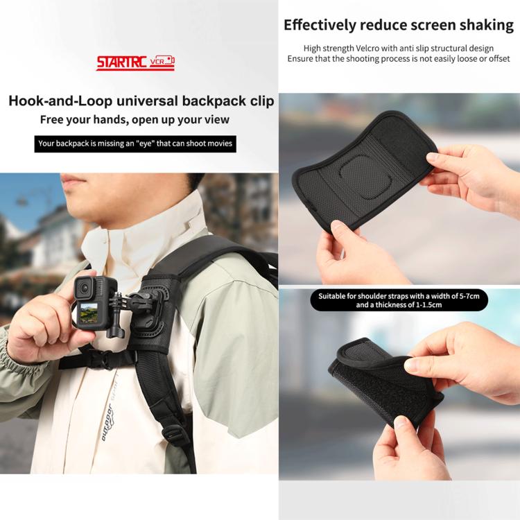 Clip de montaje universal para mochilas STARTRC con cierre de velcro, Backpack Clip