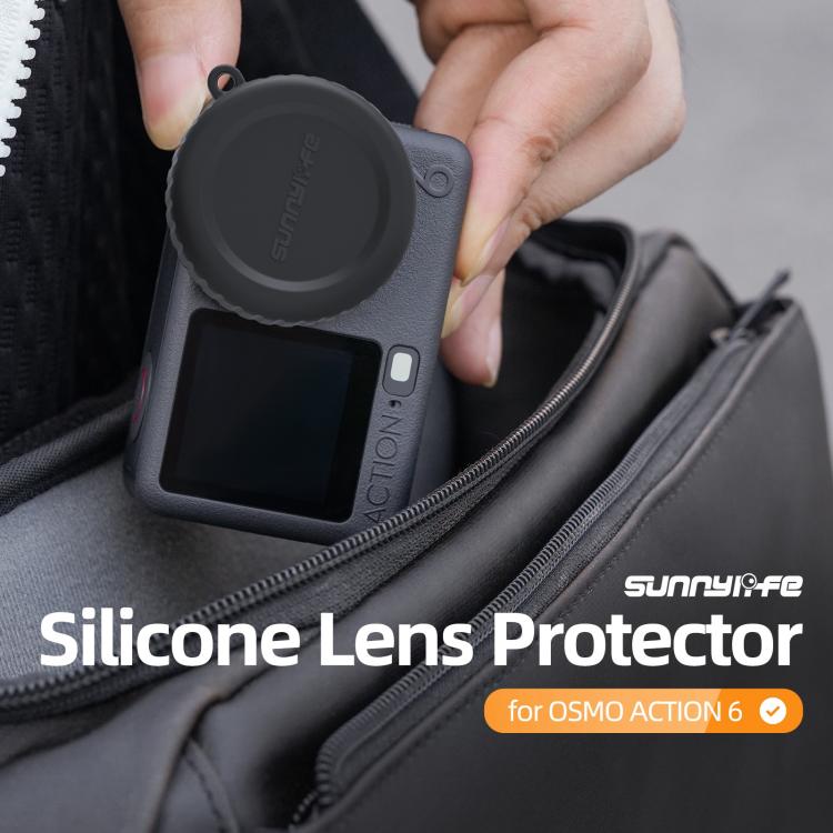 Funda protectora de silicona Sunnylife resistente a los arañazos para la lente de la cámara DJI Osmo Action 6, For DJI Osmo Action 6