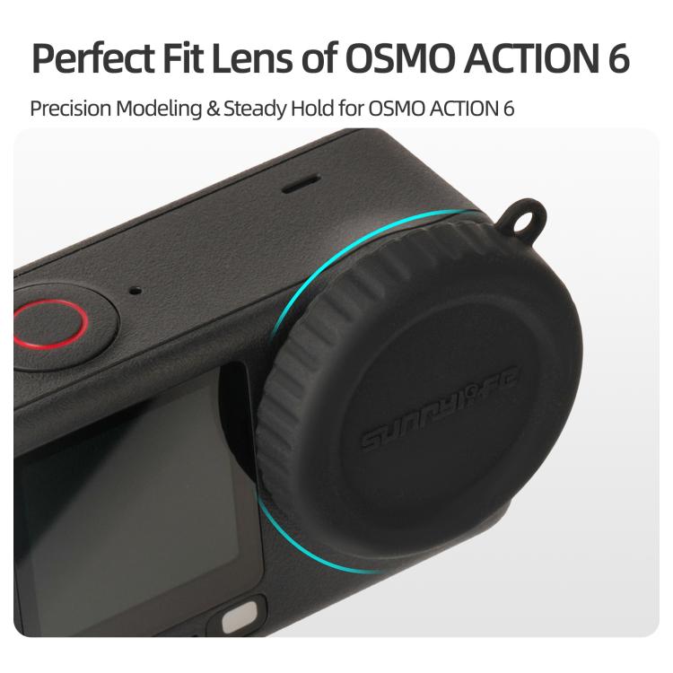 Funda protectora de silicona Sunnylife resistente a los arañazos para la lente de la cámara DJI Osmo Action 6, For DJI Osmo Action 6